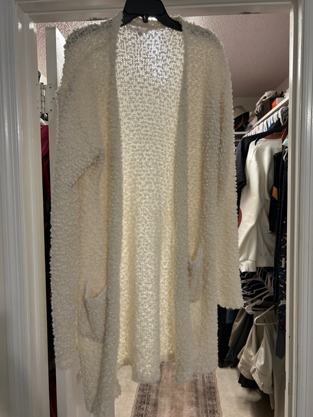 No Boundaries Cream Open-Front Fuzzy Cardigan — GENTLY USED!